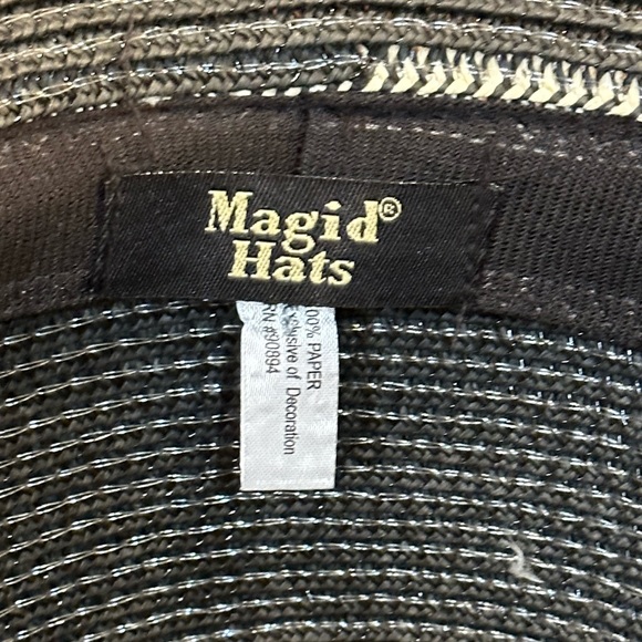 🌟HP🌟NWOT Black & Tan Paper Straw Garden Fedora Hat by Magid - Picture 9 of 10